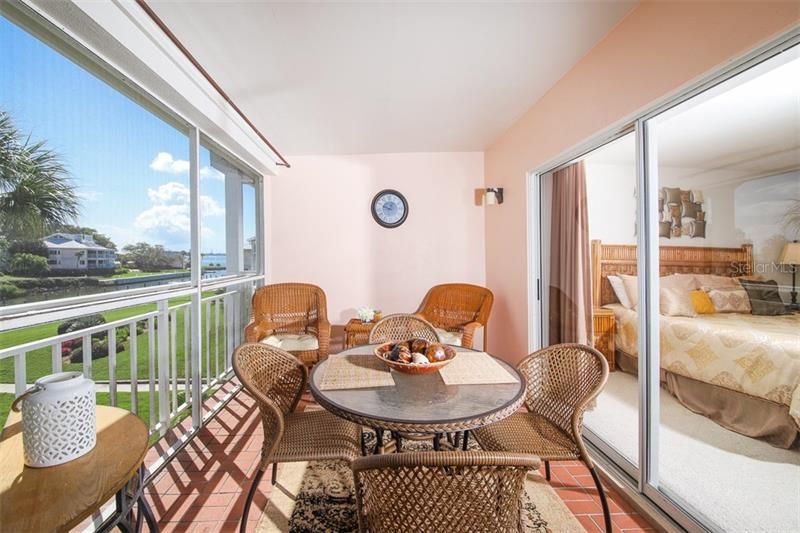 Lanai off Master Bedroom captures a bit of the Intracoastal