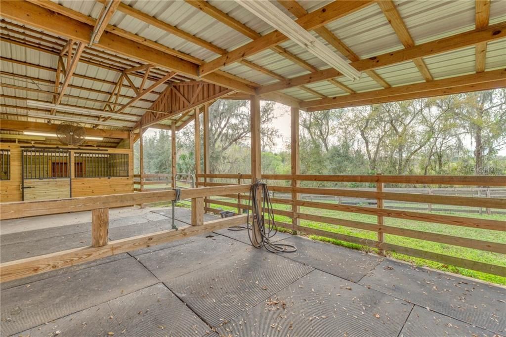 Horse stable wash rack area