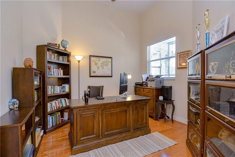 Downstairs Office/Study with wood flooring