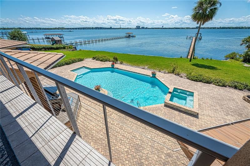 Balcony looking over pool