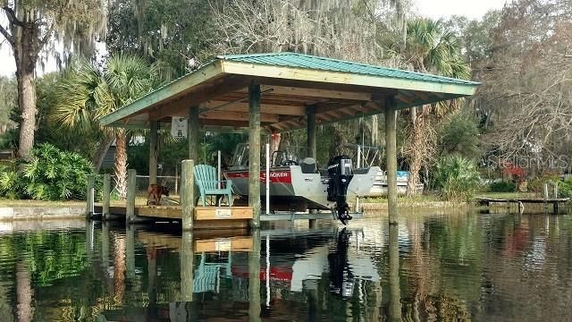 Covered Boat Dock With Power And Electric Lift