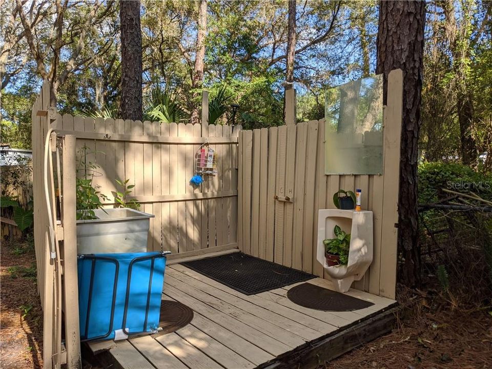 Outside Shower with hot and cold water