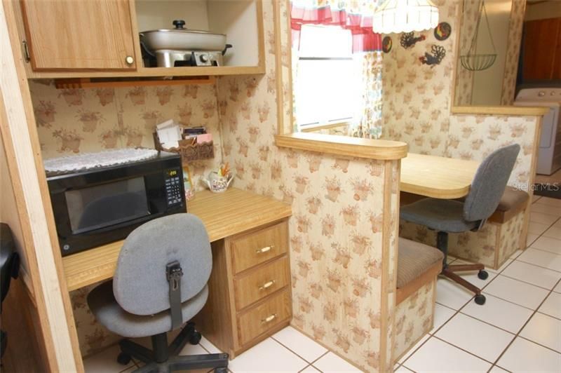 Built in desk and kitchen booth