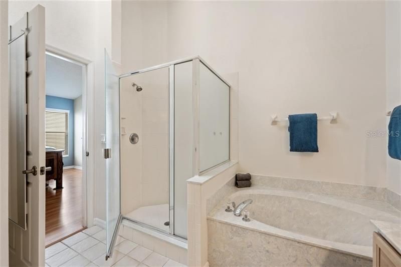 Master Bath features a garden Soaking Tub and Shower.