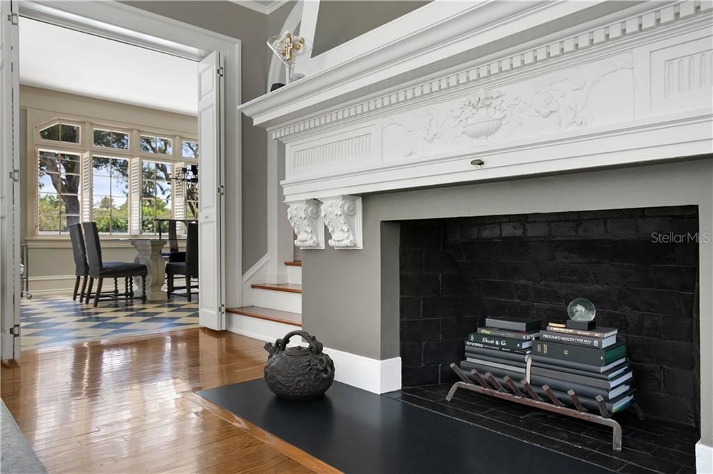 This  1920;s restored fireplace is magnificent (from millwork to proportion and design, it speaks for itself.)