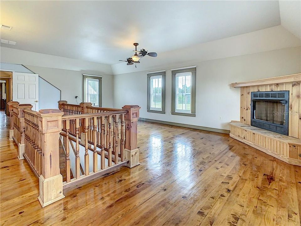 Upstairs Living Room with gas fireplace