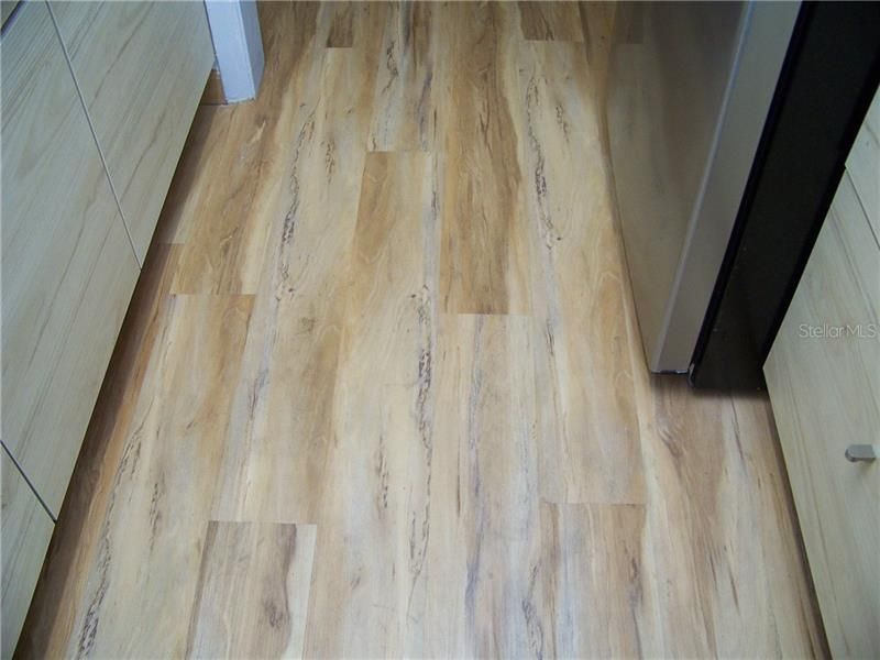 Close up of the flooring in the kitchen.