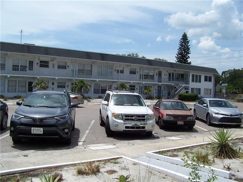 View across parking area.