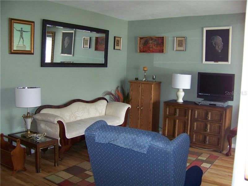 You're in the kitchen, looking back towards the living room area.