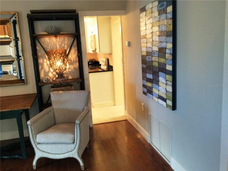 Doorway to kitchen, laundry and utility rooms.