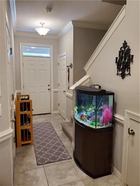 Spacious Foyer with crown molding.