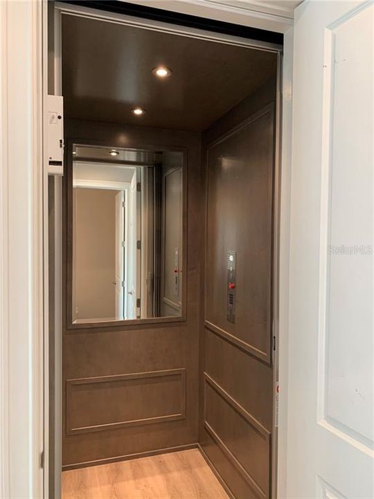 Your PRIVATE, custom finished elevator takes you from the first level Garage to the Living Level quickly and conveniently.