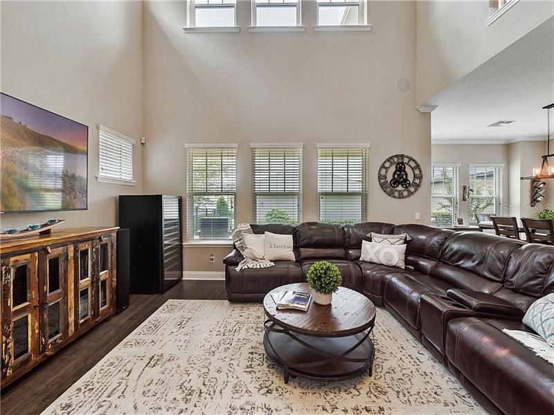 The family room is large and spacious in this open concept floor plan!