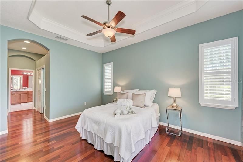 The Master Bedroom has a high 11 foot Tray Ceiling