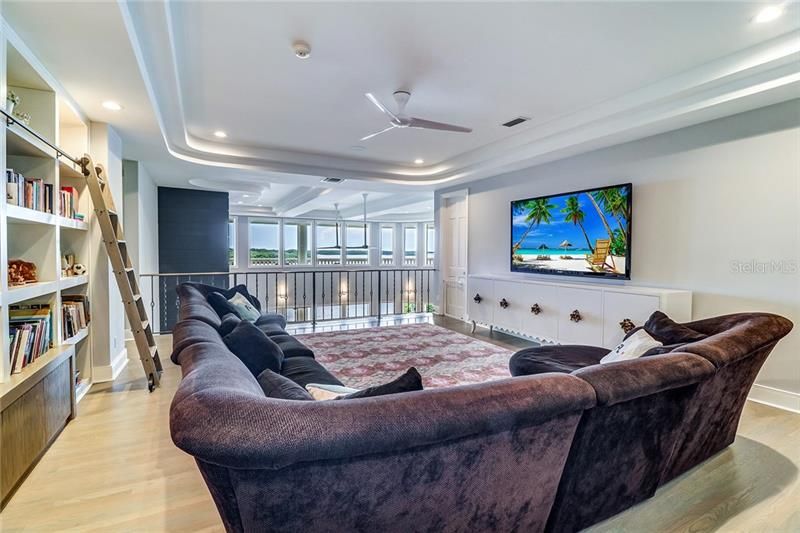 Upstairs Media/Family Room with waterfront views