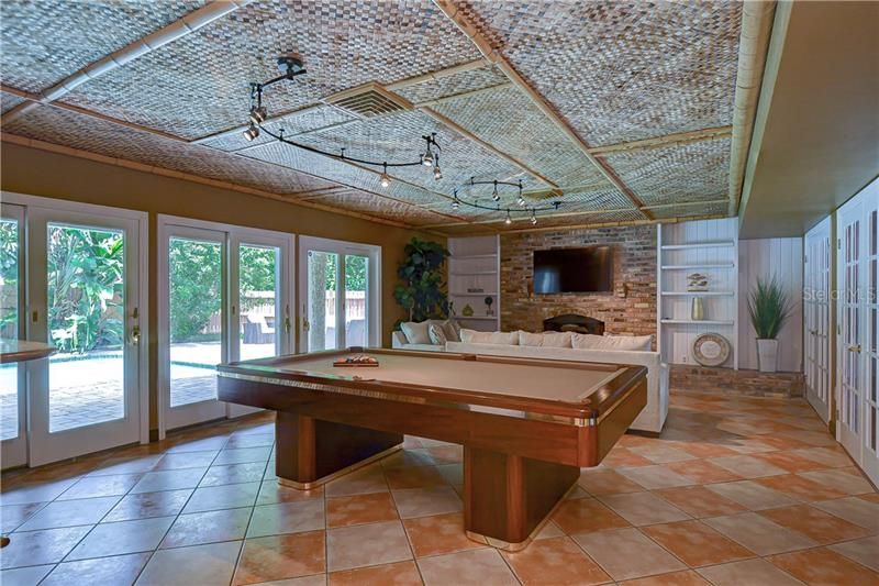 Family Room With TV and Pool Table