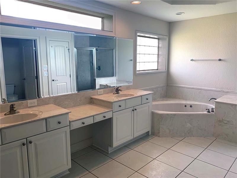 Spacious Master Bath,  Double Vanities, Garden Tub and Shower