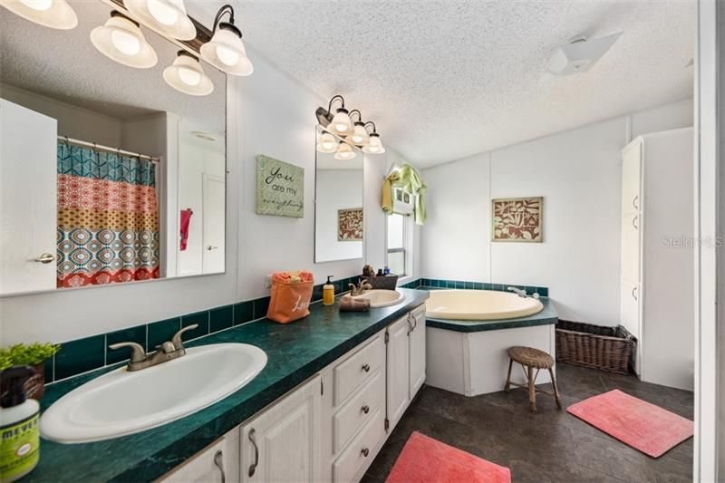 Master Bathroom with Dual Sinks, Tub and Shower