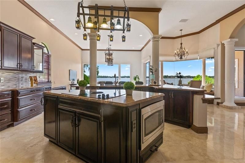 This gourmet kitchen is a chef's delight. The wine tasting cellar is right behind it.