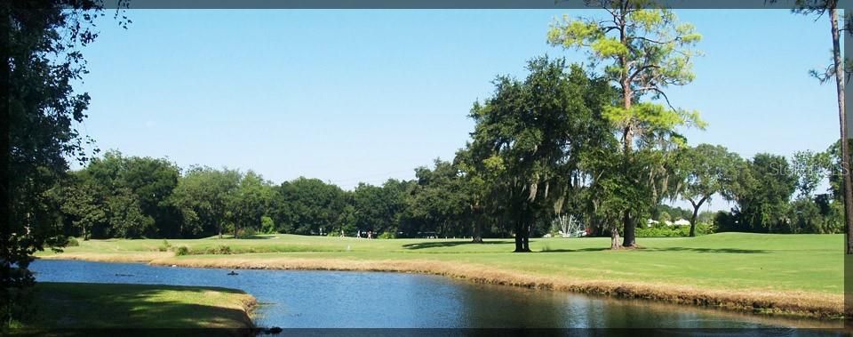 VIEW OF GOLF COURSE AND BEAUTIFUL WATER HAZARD