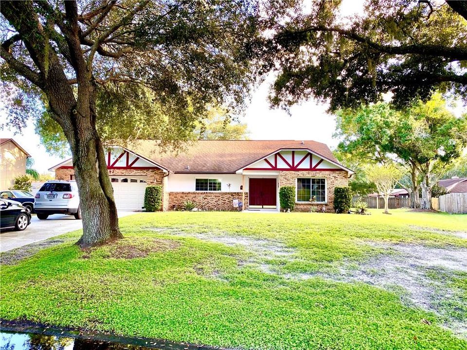 Street View  - Large yard, extended driveway, double car garage, double front door