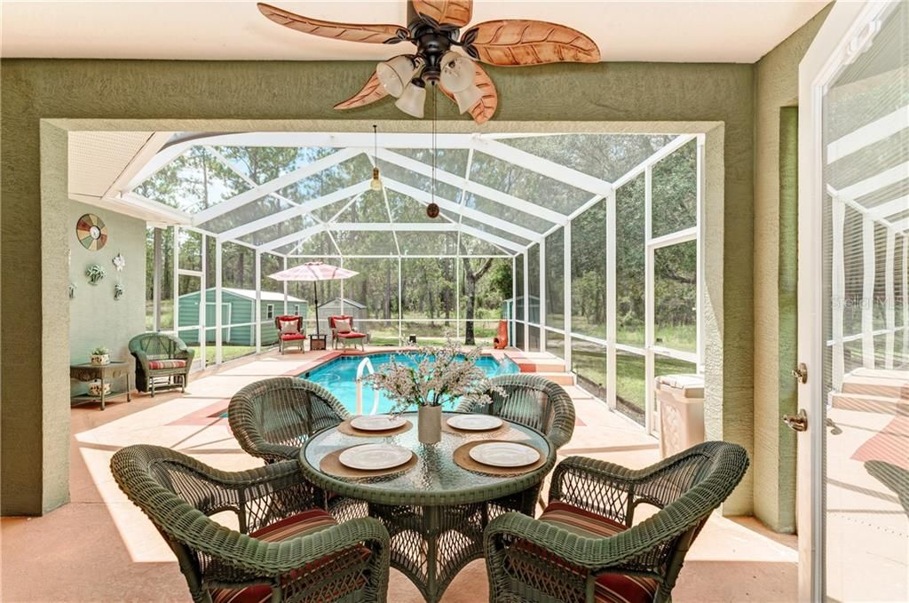 View of the pool from the master bedroom