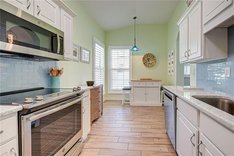 Cozy breakfast nook is just the right size for a casual meal.