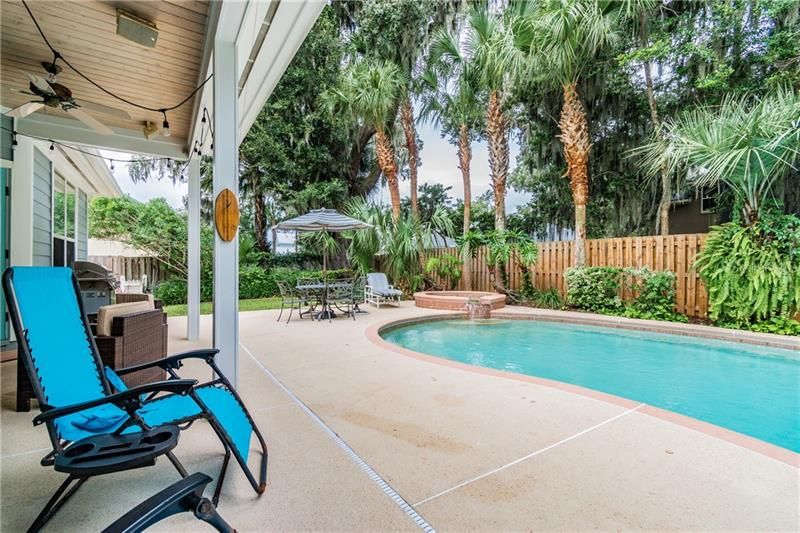 Lush pool area