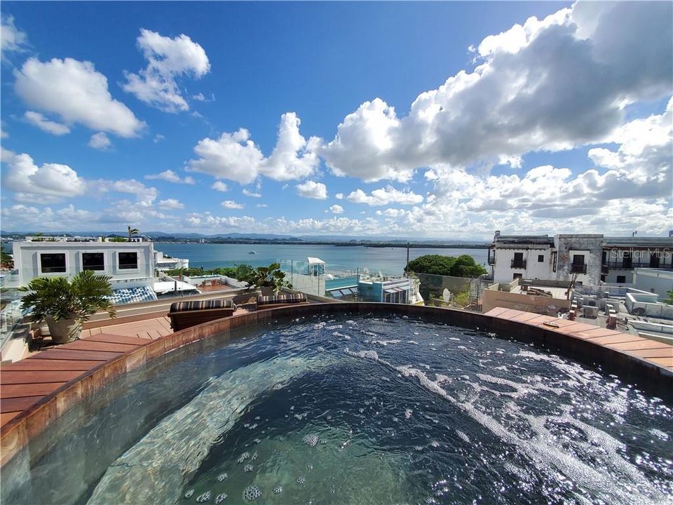 Jacuzzi (all in wood) in the second level of the roof terrace