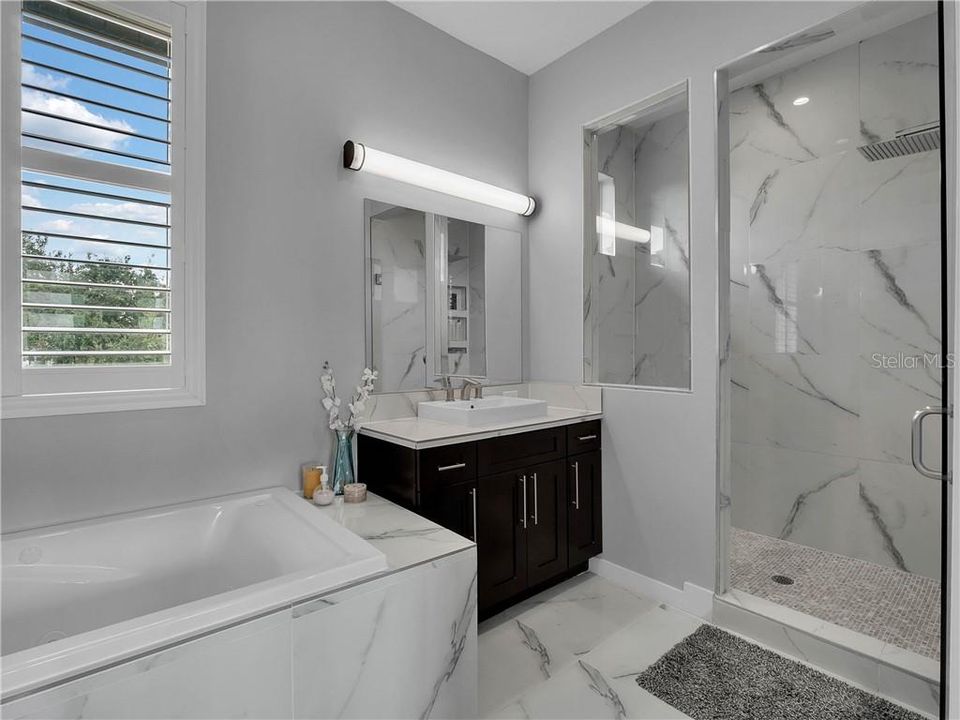 Marble  walk in shower