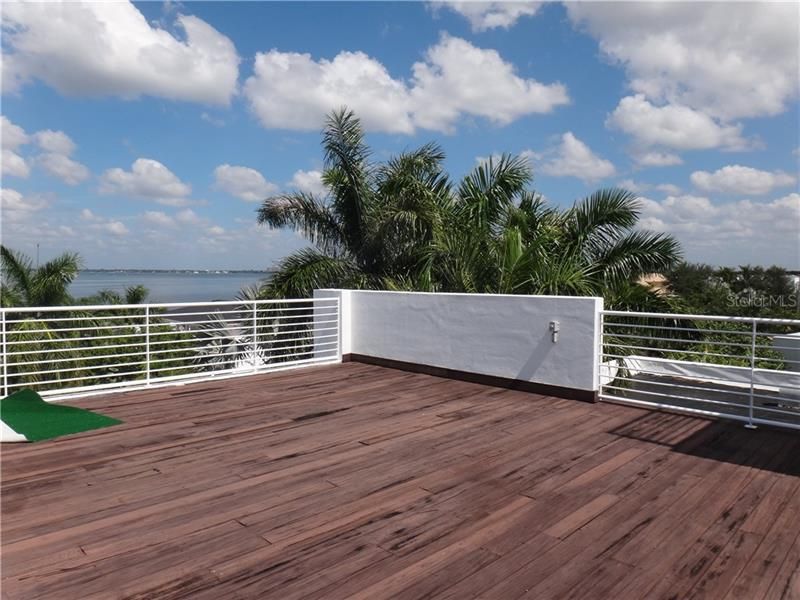 Rooftop deck with water views