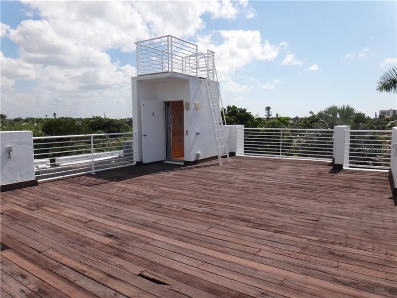 Rooftop deck with city views