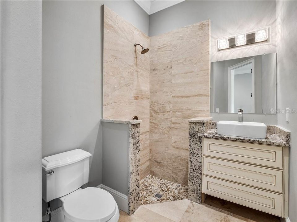 WELL APPOINTED FULL BATH IN DETACHED CASITA, AND PLUMBED FOR STACKABLE WASHER AND DRYER TOO.