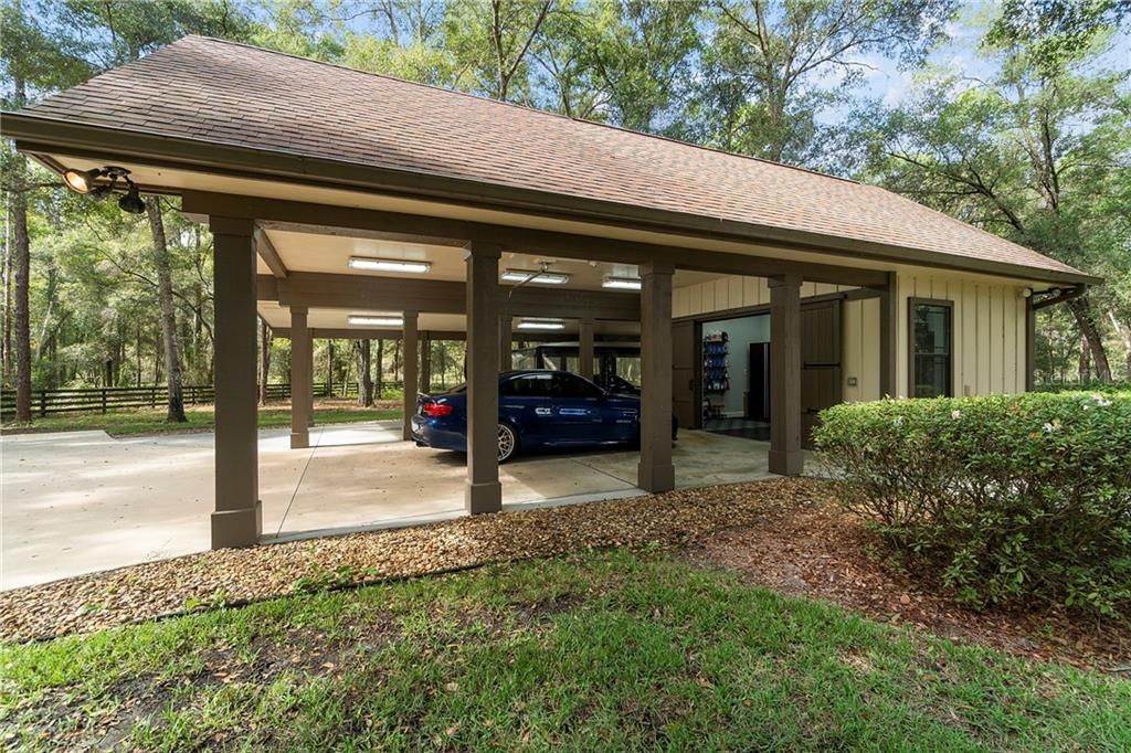 Large Covered Carport w/Custom Wash Bay and Garage