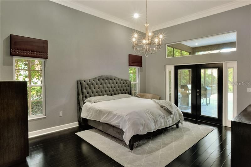 Master bedroom with french doors to pool.