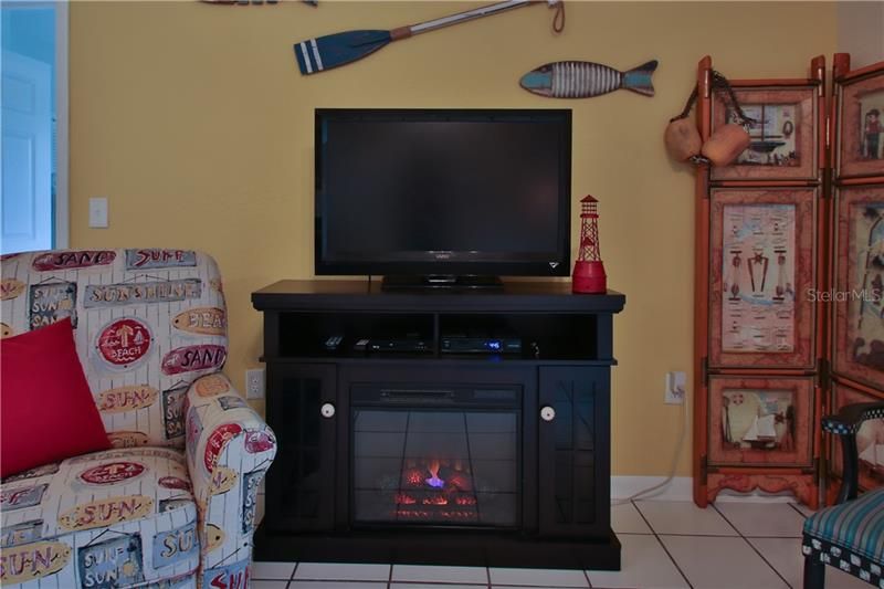 set the mood with the electric fireplace/heater