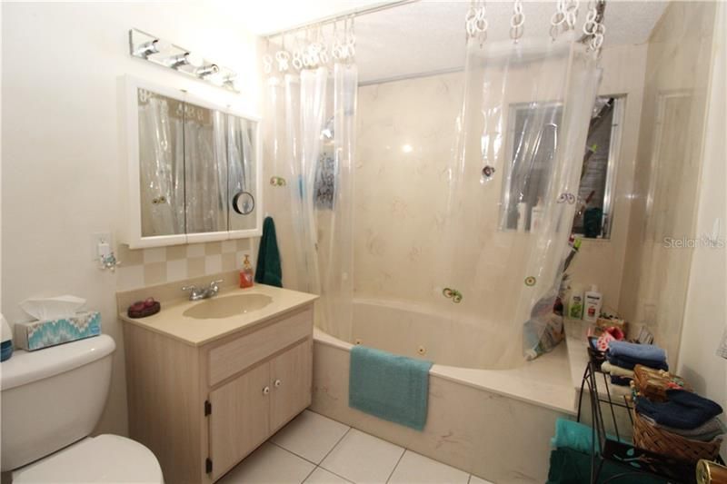 Guest Bathroom with jetted tub/shower.