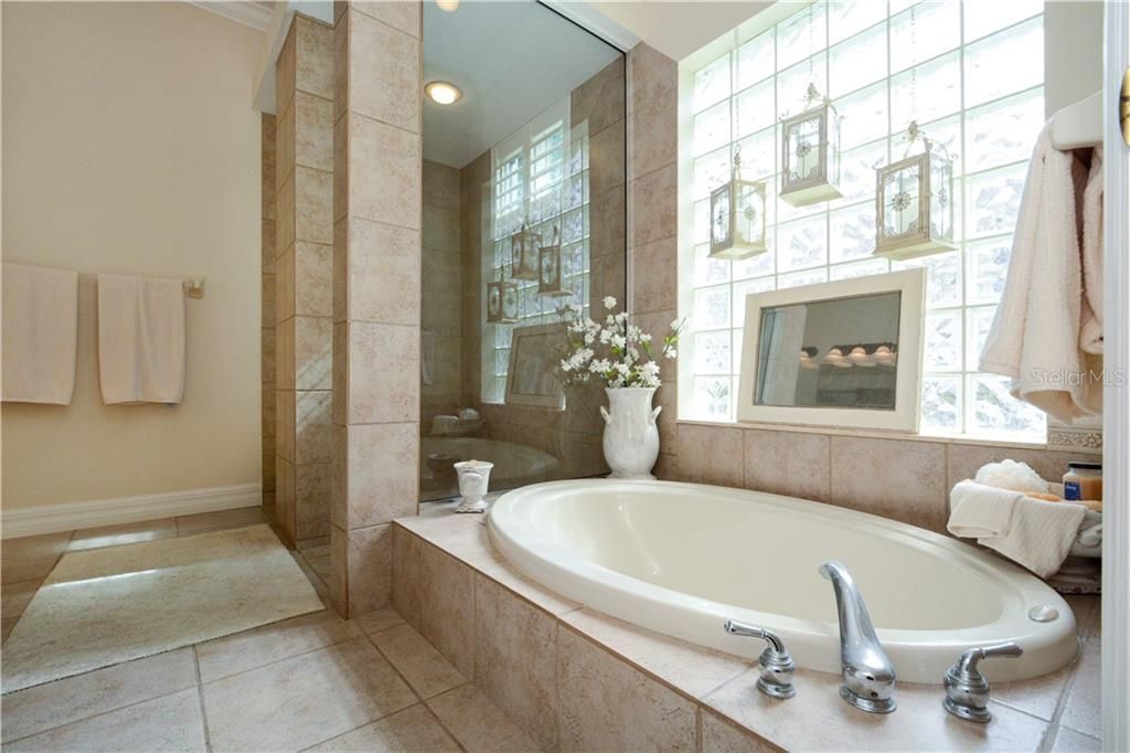 Master tub and walk in shower room