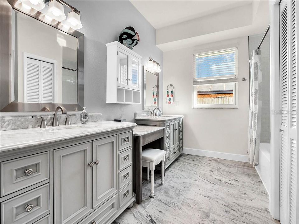 2nd Bathroom completely remodeled. Dual sinks with a vanity.