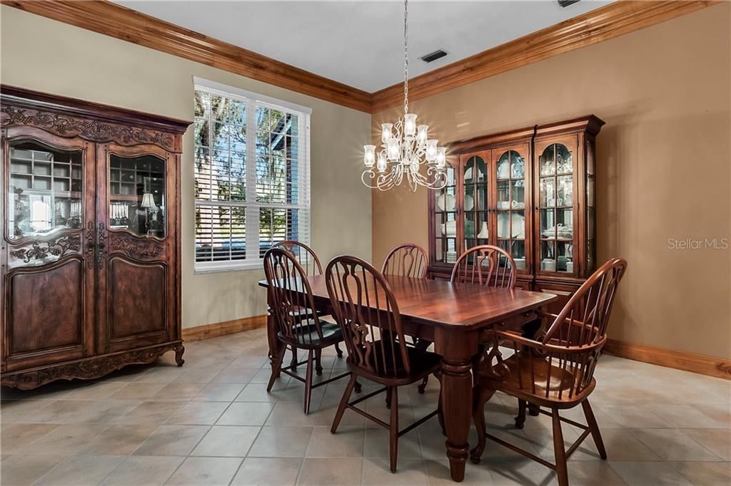 The spacious dining room is perfect for entertaining.