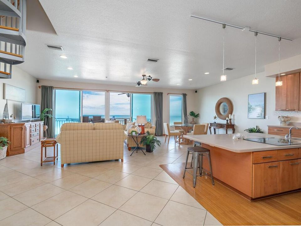 As you enter into the owners apartment you are immediately struck by that gorgeous view! This 1 bedroom unit is renovated and open with a nice size kitchen/living/dining area and its own private deck.