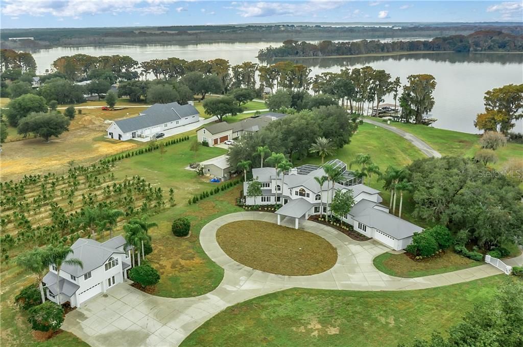 Aerial view, Gated Entrance, Circular Drive with Portico