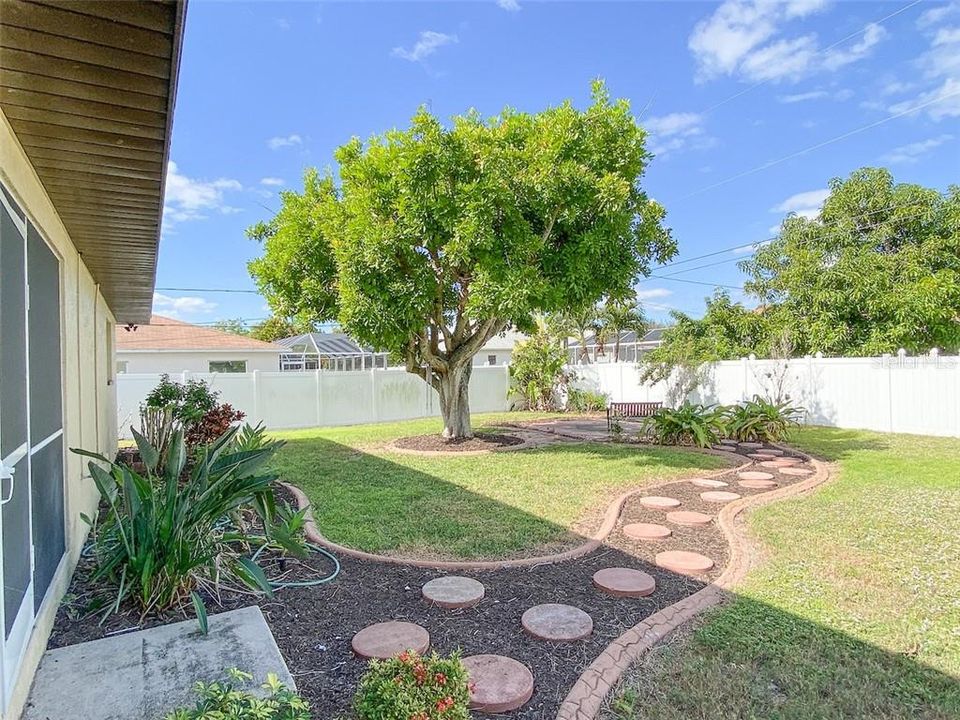 The fenced backyard is a great place for outdoor activities