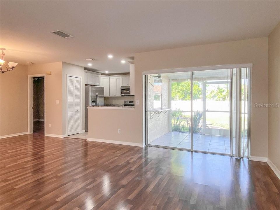 Lanai entrance, kitchen and dining area