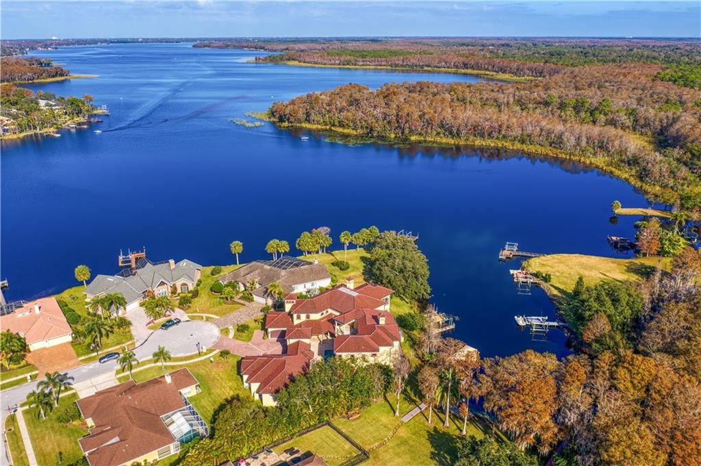 Privately situated on the south cove of Lake Tarpon