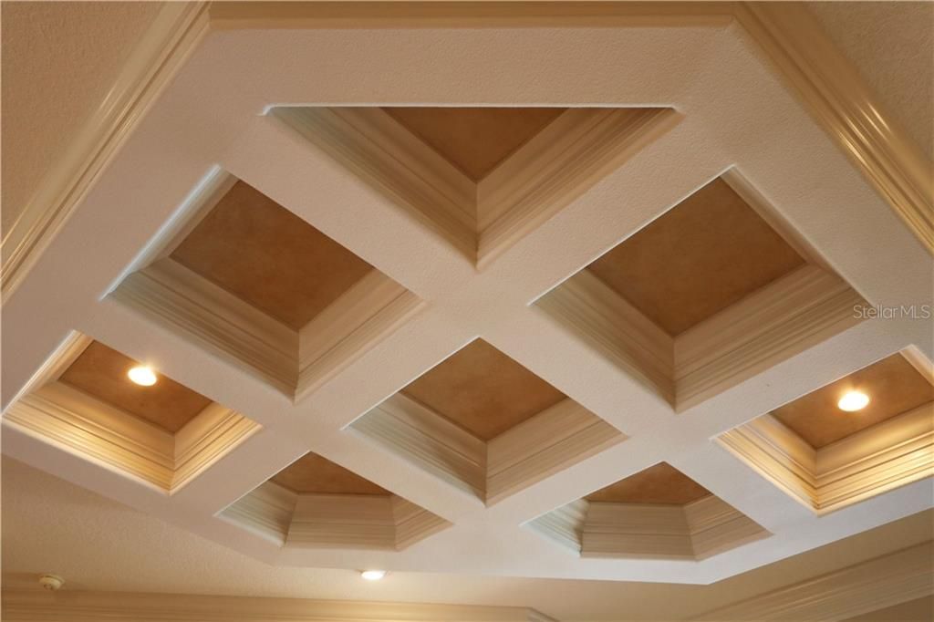 12'-14' High Vaulted (Liv/Piano Rm. coffered) ceilings with custom crown molding.