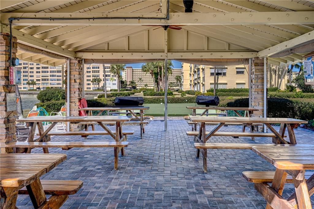 Gazebo with tables and grills right on the Intracoastal