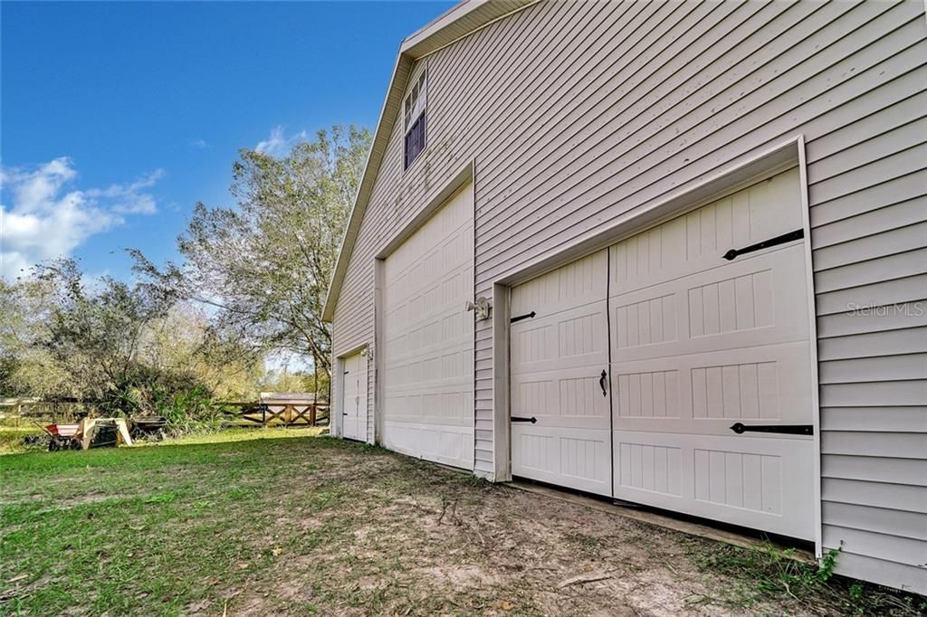 RV garage door with 50 amp plug and dump station