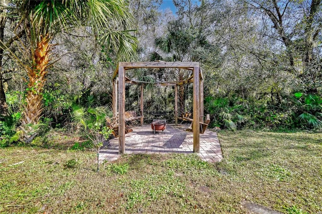 Custom built firepit with swings