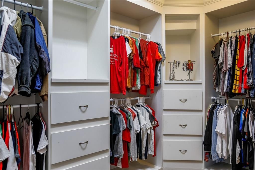 Amazing California-style dressing room, closet combination.